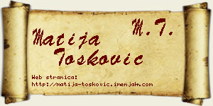 Matija Tošković vizit kartica
